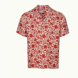 La Double J Maitan Shirt Dragonflower Mini Red in Organic Silk